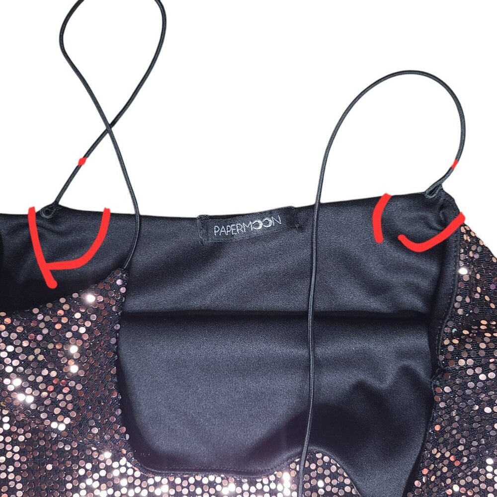 Paper Moon Bronze Sequin Cocktail Party Bodycon Mini Dress Size Small - Picture 7 of 7